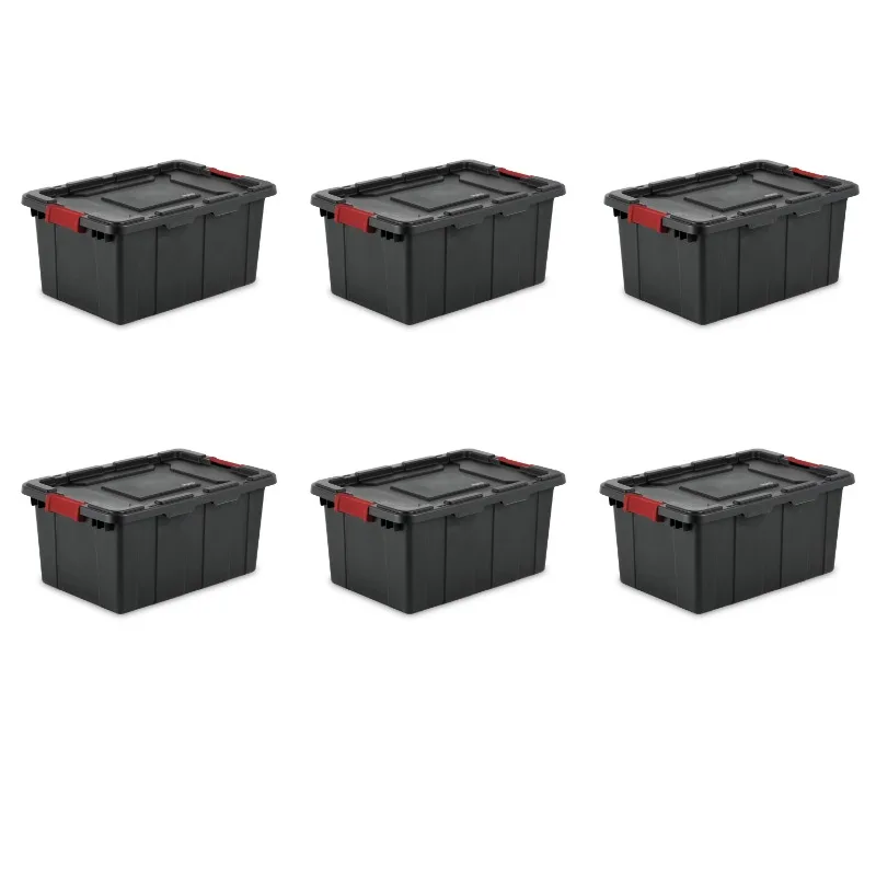 

BOUSSAC 15 Gallon Industrial Tote Plastic, Black, Set of 6