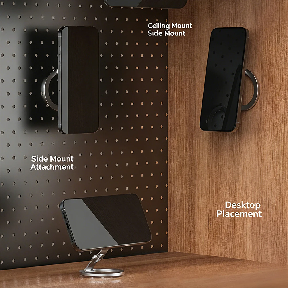 Double-Sided Magnetic Suction Shimmering Powder Phone Holder - 360° Rotatable Ultra Light & Thin Design