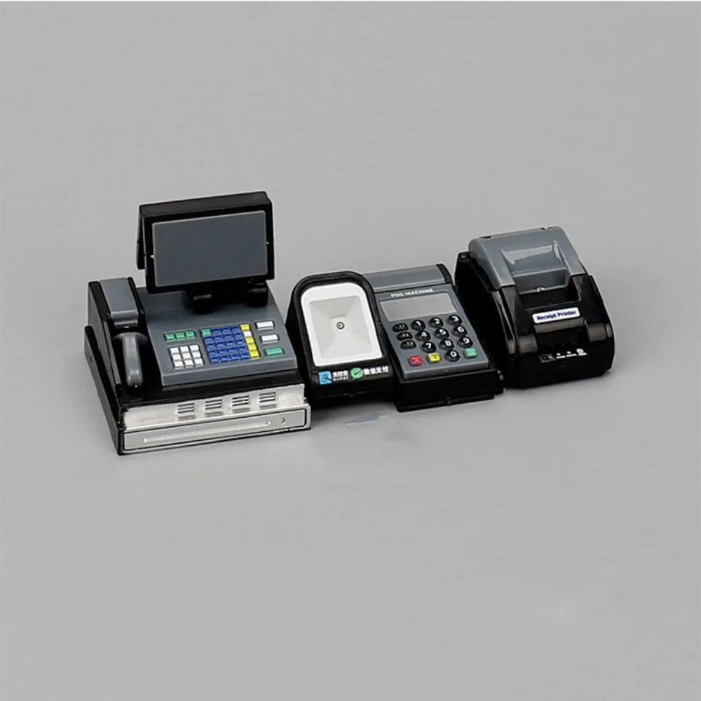 Mini Doll House Cash Register DIY 1:6/1:12 Scale Miniature Cash Register Funny Black Gray Mini Supermarket Store Card Machine 4