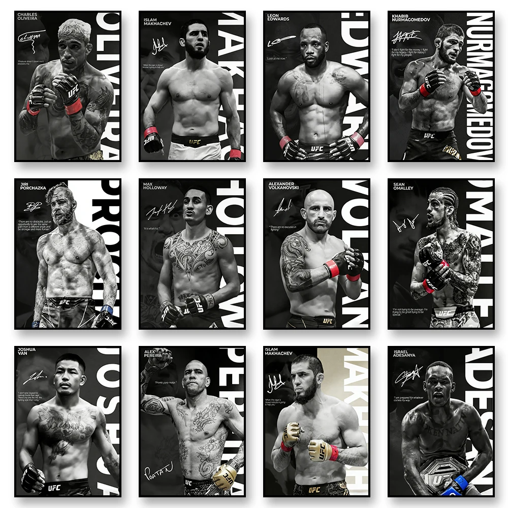 M-Makhachev 권투 파이팅 스타 캔버스 벽 아트 프린트 포스터 MMA 장식..