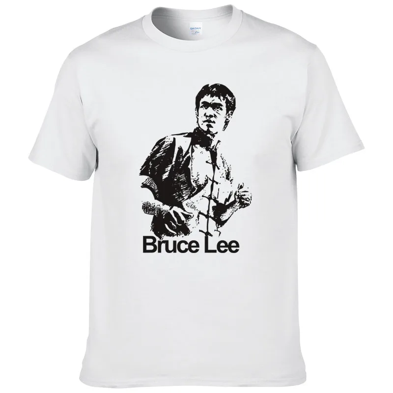 

2022 New Fashion Summer Style Chinese Kung Fu Bruce Lee Printed Cotton T Shirt Men High Quality Short Sleeve Casual Tshirts