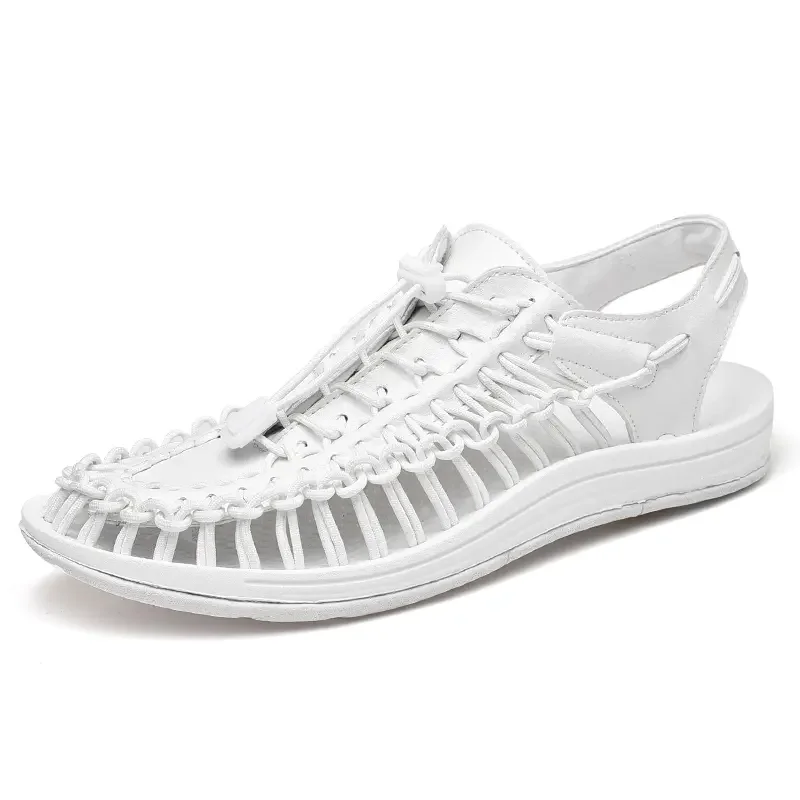 2024 New Leisure Men's Spring/Summer Knitted Sandals Fashionable and Trendy Beach Shoes with A Headband and One Step Lazy Shoes