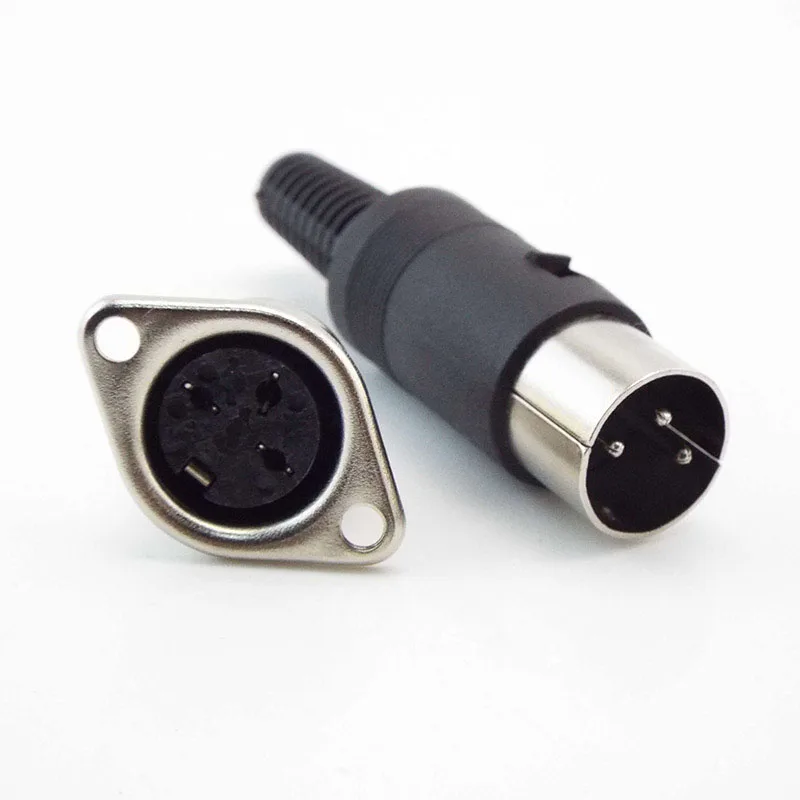 Solder Connector DIN 3 4 5 6 7 8 Pin DIN Male Female Plug with Plastic Handle + Female Socket Hulled Panel Mount Chassis P1