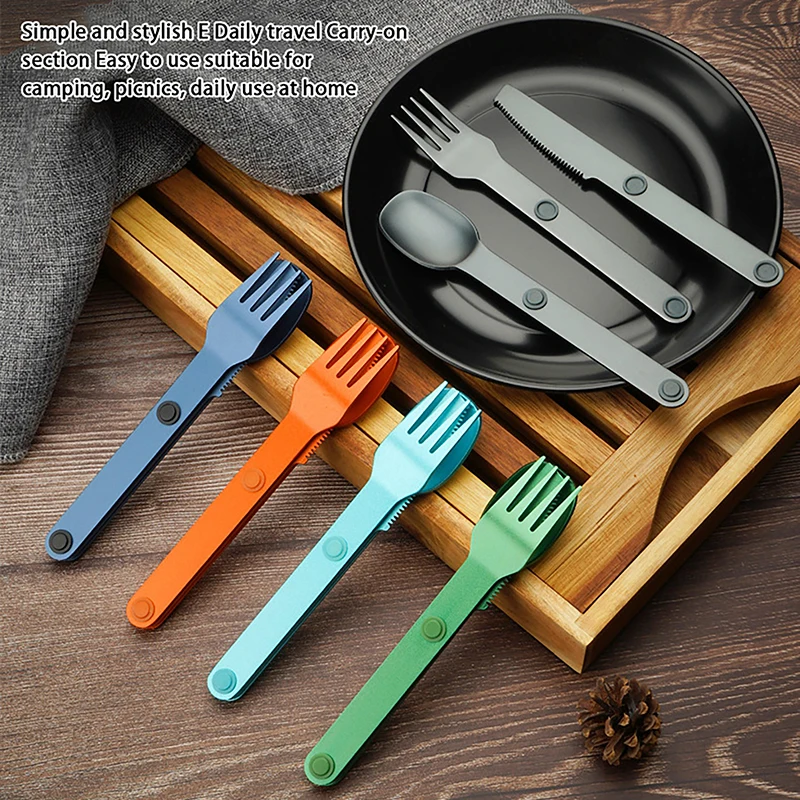Camping Utensils Set 3PCS Camping Utensils Set Connect Magnetic Knife Fork Spoon Flatware Portable Camping Cutlery Travel Carry Kits Parts