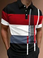 Polo de Golf Rayas Hombre Manga Corta Transpirable - Camiseta Casual, Negocios y Deporte