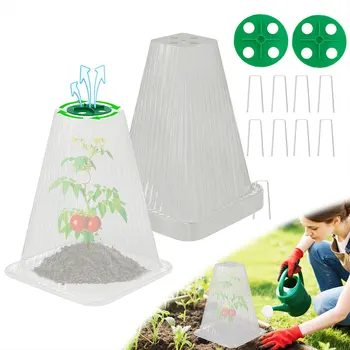20PCS Reusable Garden Cloches Plant Covers 9.4x7.8 Inch Adjustable Vent Frost Protection Animal Pest Control Weatherproof