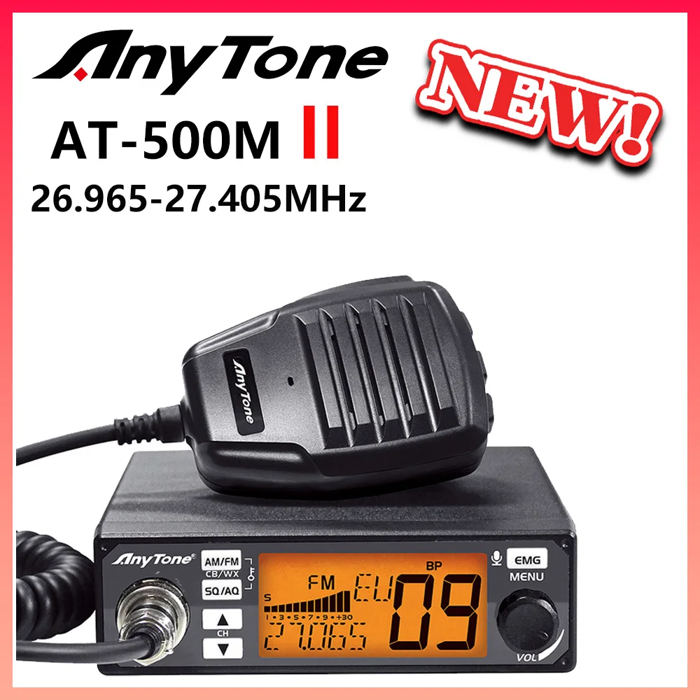 

New AT-500M II AnyTone CB radio 26.965-27.405MHz AM/FM radio with noise reduction function WX Weather Channel car radio