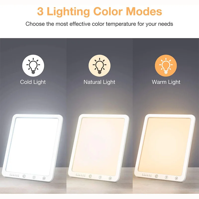 LED SAD Light Therapy Lamp for Depression Treatment Timer Function Stepless Night Light Dimming Phototherapy 10000lux Sad Lamp
