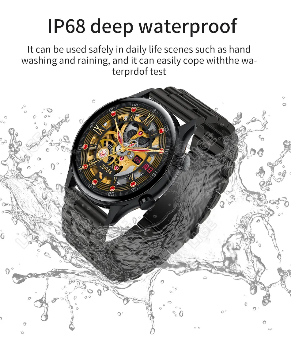 LIGE NFC Bluetooth Call Smartwatch Men 1.3 inch AMOLED 360*360 Screen Support Always On Display New Smart Watch Password Unlock