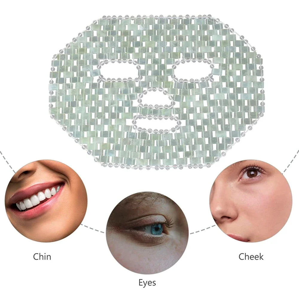 Jade Facial Mask Natural Stone Jade Sleep Mask Anti-Aging Jade Eye Mask Beauty Massage Tools for Puffy Eyes Dark Circles