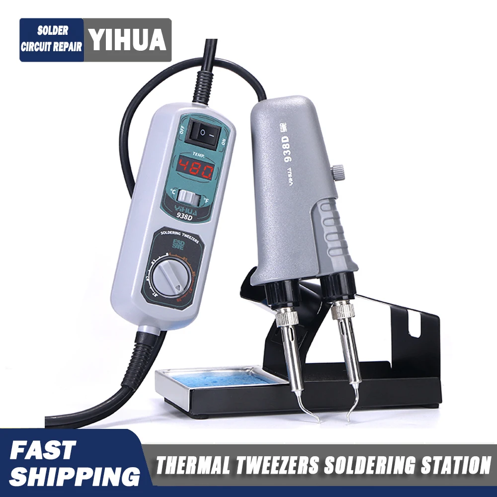 

YIHUA 938D Thermal Tweezers Soldering Station 110V 220V Soldering Iron Station Chip Desoldering Kit Set SMD Welding Equipment EU