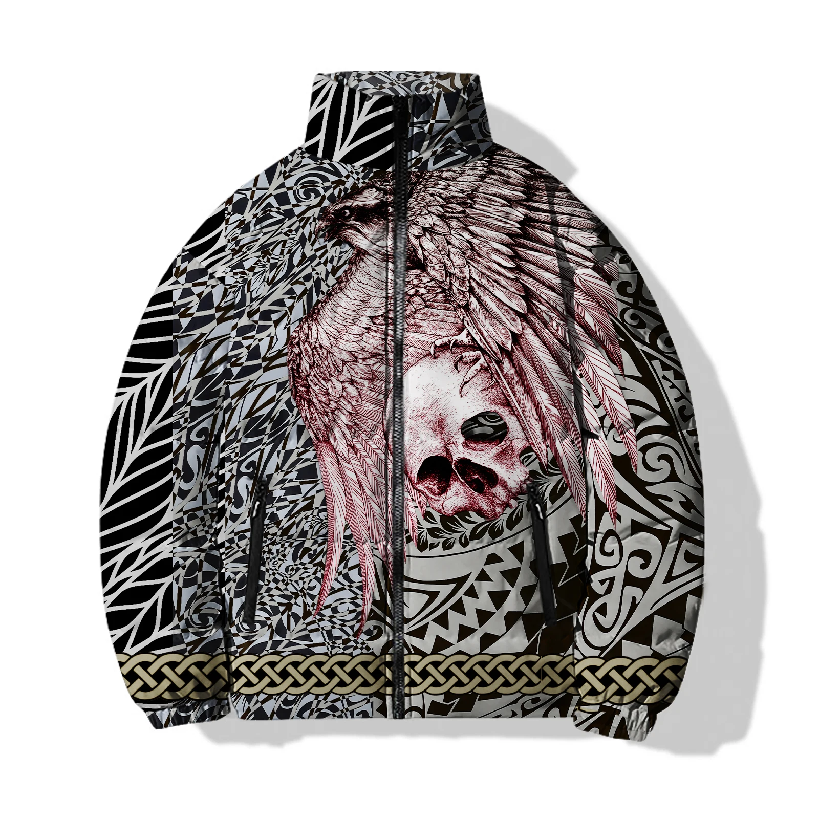 thumbnail image 1 of Abrigo de invierno para hombre con diseño de huesos, nuevo abrigo de esqueleto para hombre, parkas modernas con estampado 3D de calaveras, ropa para hombre 2024, calidez, frescor y acolchado, 1 of 5