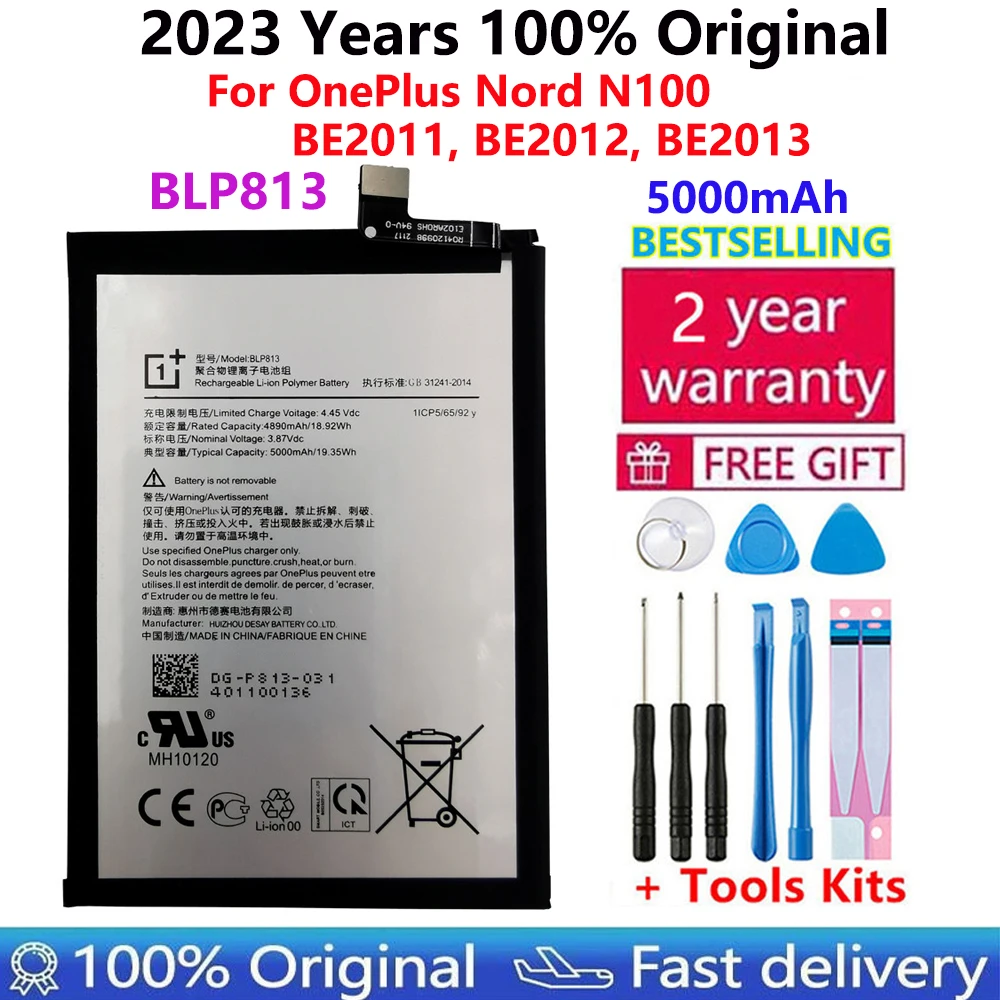 

New Original High Quality For OnePlus Nord N100 BE2011, BE2012, BE2013 5000mAh BLP813 Battery