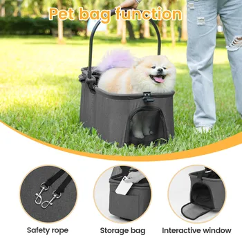 Wedyvko Luxury Detachable Pet Stroller Light Cup Holder Design Four-wheeled Universal Wheel Dog Cart Outdoor Travel Carrying Bag 3