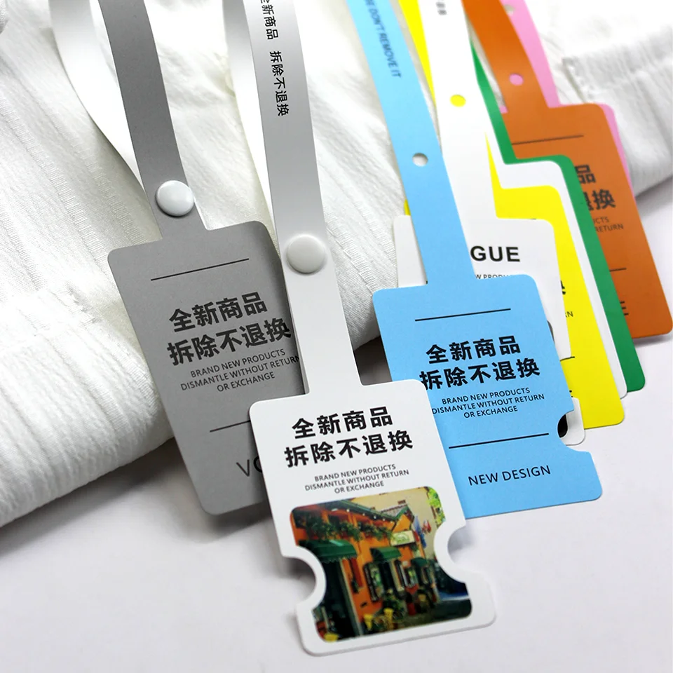 Disposable Soft PVC Glue Security Seal Tag Clothing Printing Hangtag Anti-fake Plastic Label Garment Accessories