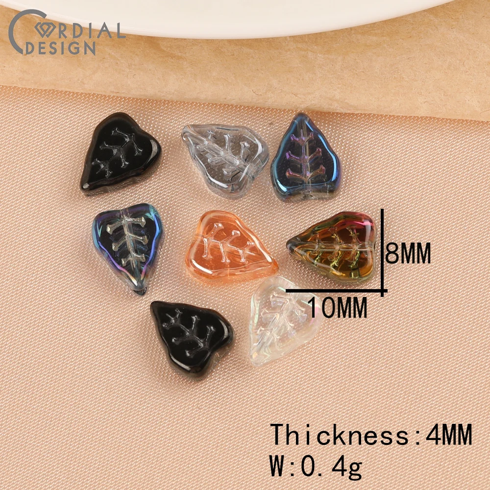 Cordial Design 8*10MM 500pcs Aurora Effect/Hand Made/Leaf Shape/Beads Making/DIY Glass Bead/Jewelry Findings & Components - cordial