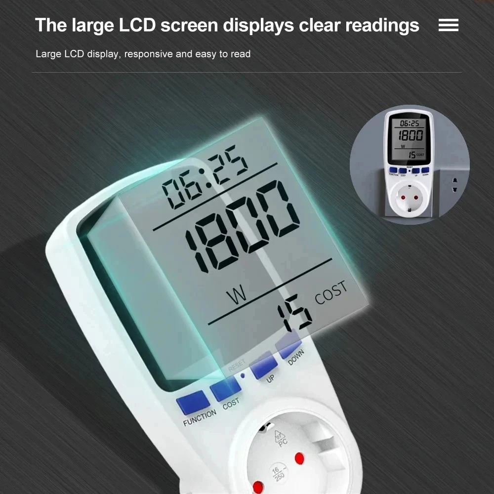 Power Meter 220V EU Plug Energy Measuring Outlet
