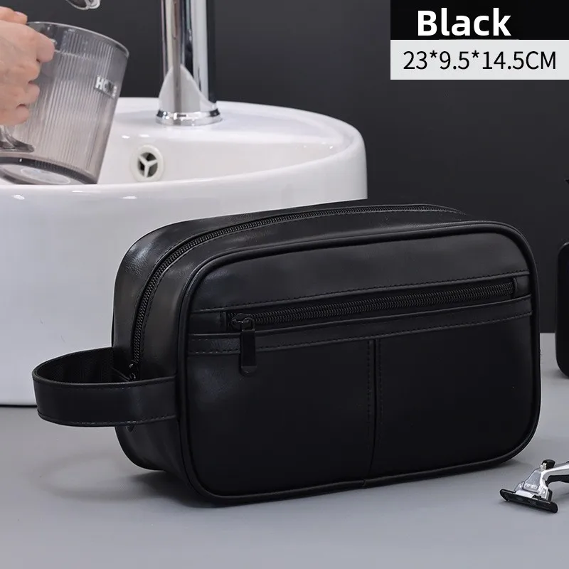 Men Business Travel Wash Toiletry Bag Waterproof PU Leather Bathroom Shaving Tools Organizer Pouch Cosmetic Bag Women Need Bag
