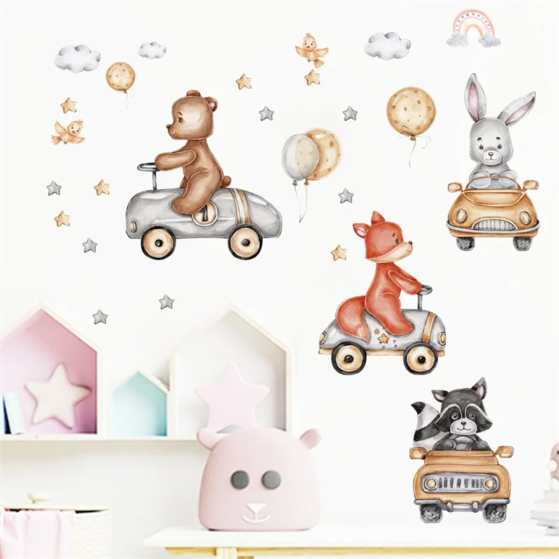Wall stickers for children rooms Animals Bear Rabbit Balloon