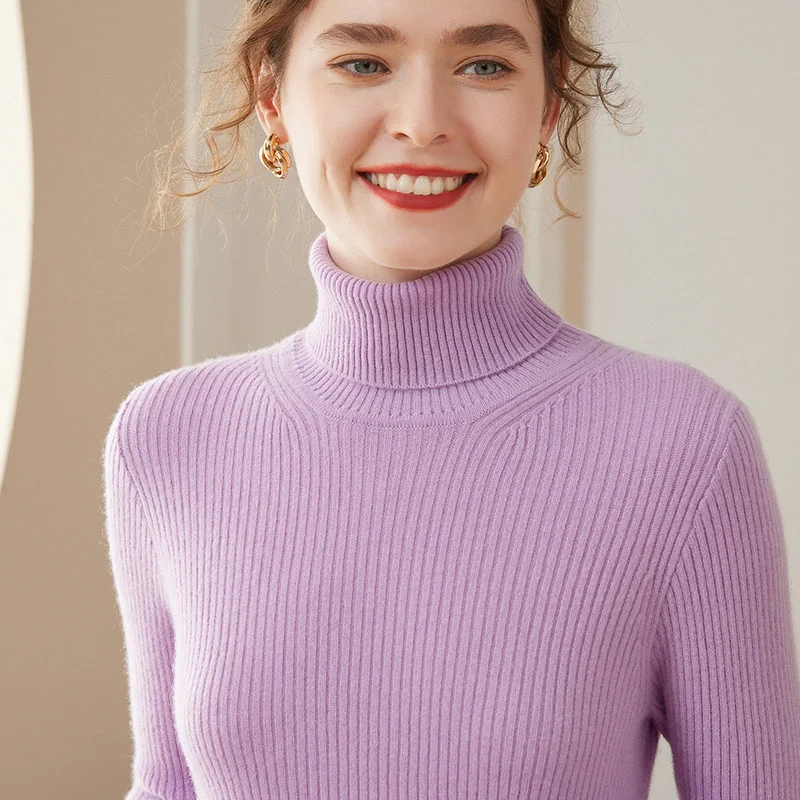 

Women Pullover 100% Cashmere Sweater 2023 New Turtleneck Elasticity Sweater Female Warm Soft Basic Jumper Solid Slim Pull Femme