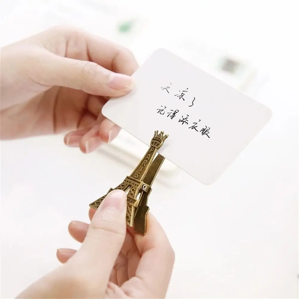 Creative Stationery Name Card Wedding Seats Clip Retro Style Metal Eiffel Tower Clip Paper Clip Memo Clip Picture Clip Holder 4