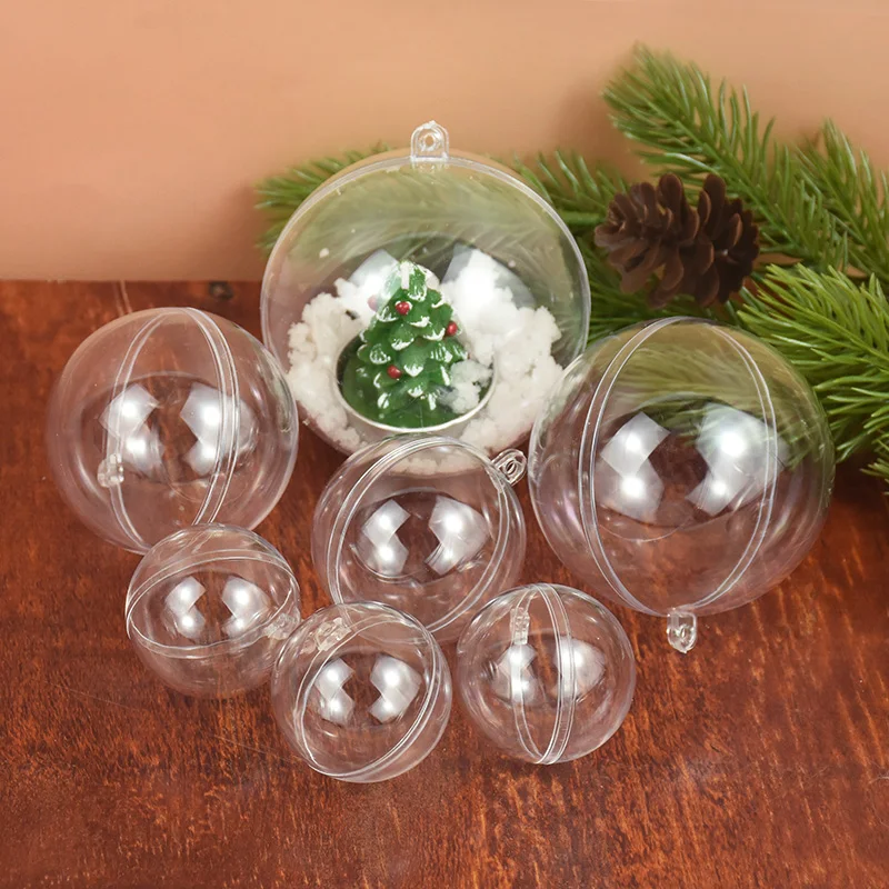 Christmas Tree Ornaments Clear Fillable Bauble Hanging Pendant Decorations For Home Kids Gift