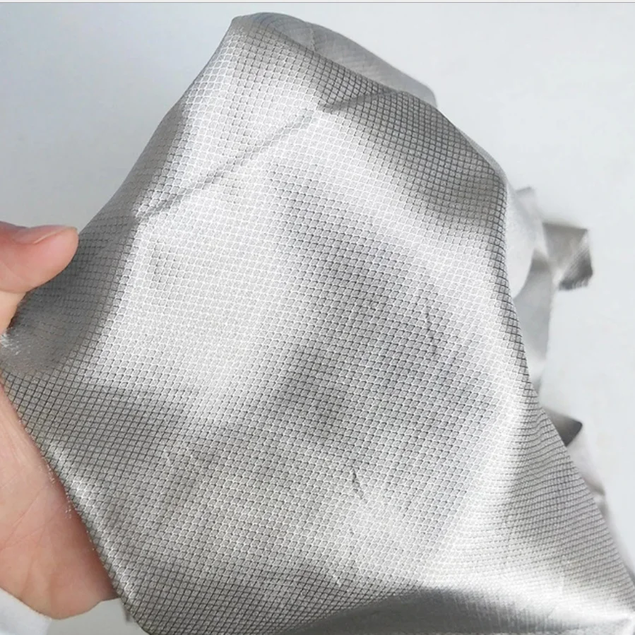 

67X150cm Lattice Silver Fiber Fabric Radiation Shielding EMF for Maternity Dress Costume Antibacterial Conductive Stretch Cloth