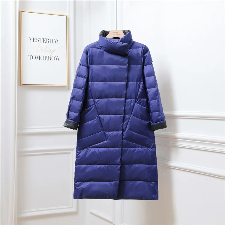 Two-Sided 2025 Autumn Winter Women Warm Down Coat Light Thin White Duck Down Jacket Ladies Long Oversize Puffer Parkas Outwears