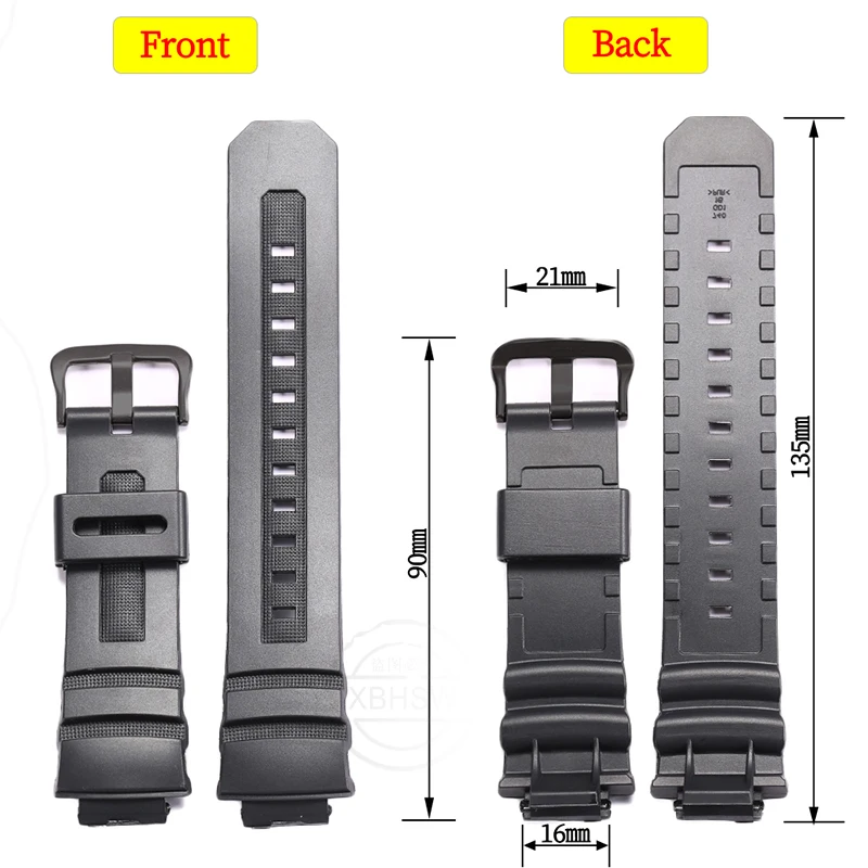 Men's Waterproof Resin Watchband - 16mm Rubber Strap Replacement Accessories