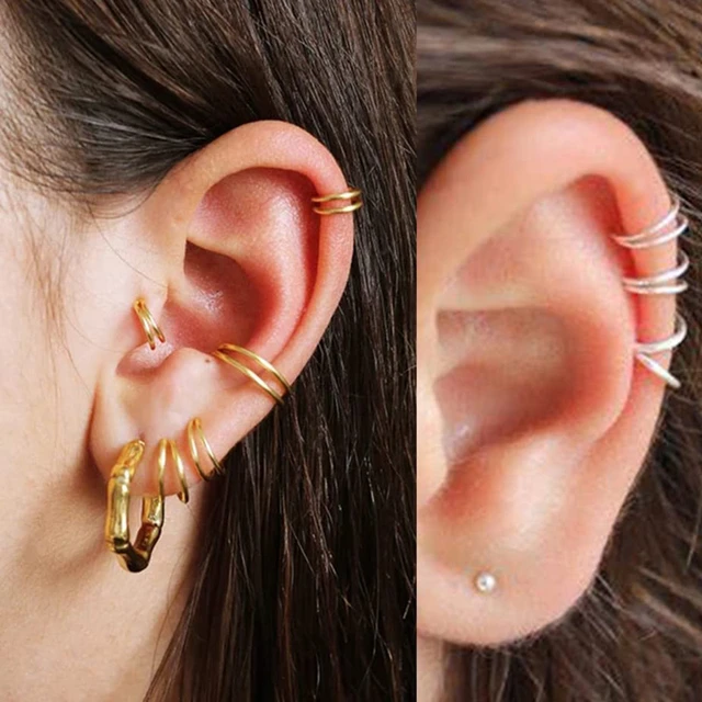 Boucles d'oreilles créoles en acier inoxydable pour femme, double anneau  antarctique, spirale, piercing septum antarctique