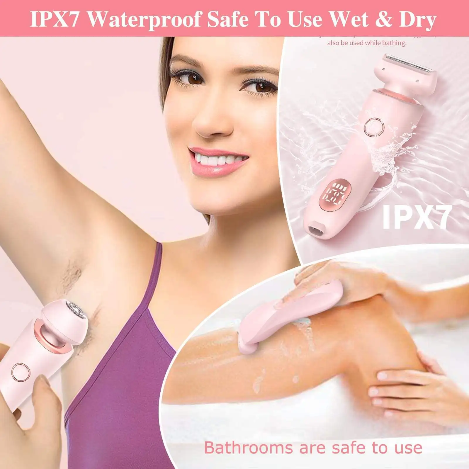 Electric Shaver 2 In 1 Bikini Trimmer Face Shavers Hair Removal for Underarms Legs Ladies Body Trimmer IPX7 Waterproof for Women