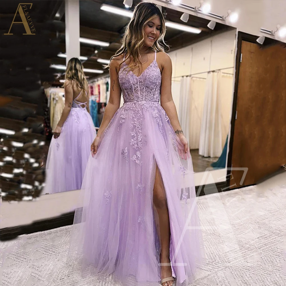 

Purple Tulle Elegant Woman Dress for Party Dresses Spaghetti Straps New in Dresses for Women Party Wedding Evening Robe Prom