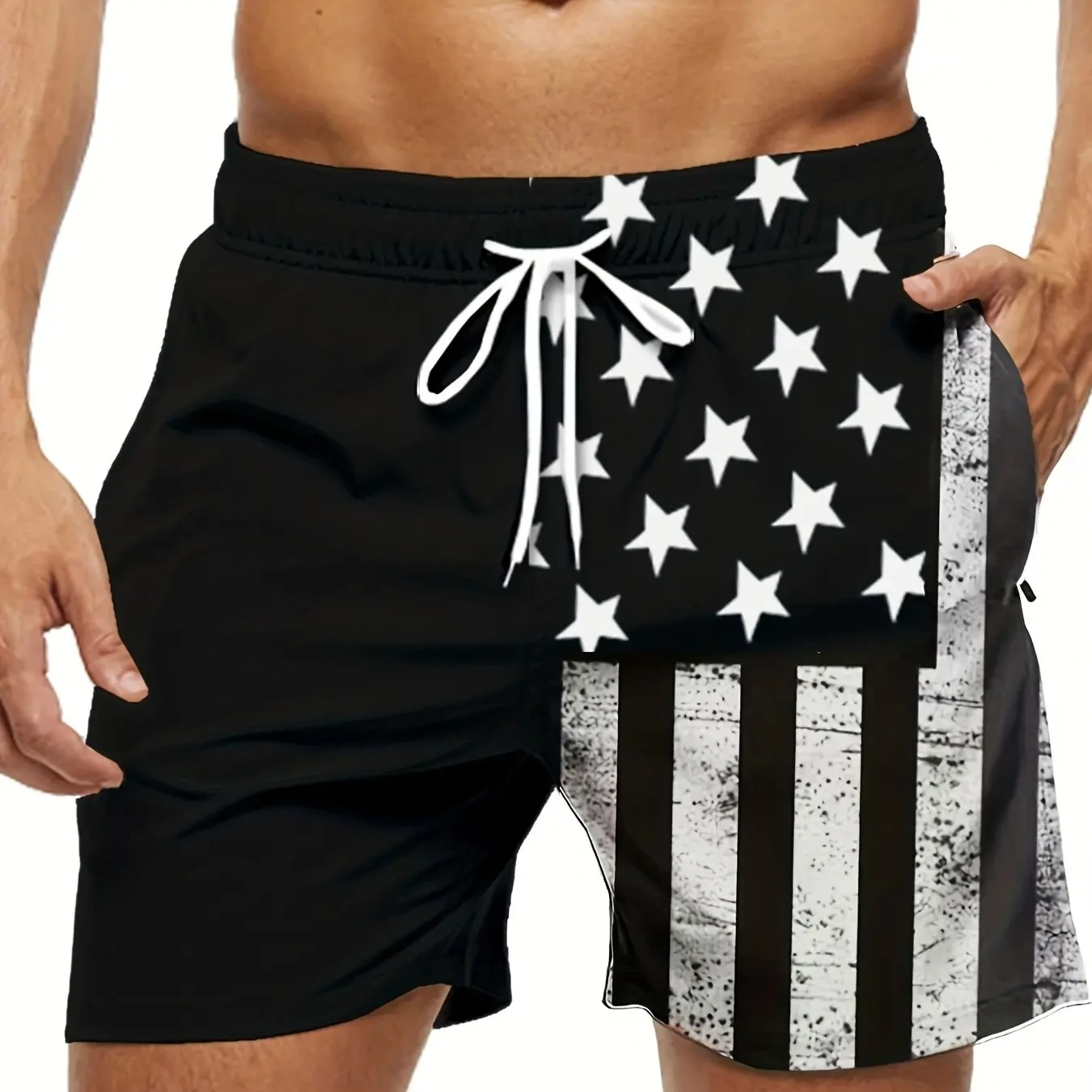 American Flag Print Swimwear Shorts Summer Men's Beach Shorts Breathable Short Quick Dry Sport Shorts Joggering Men Short Pant 2
