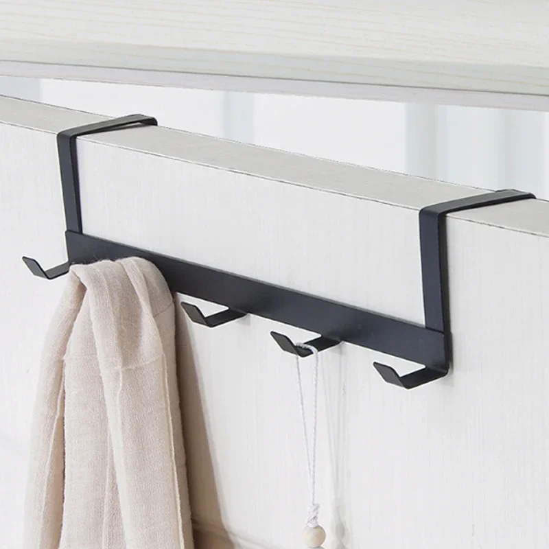Storage Hook Over The Door 5 Hooks Home Bathroom Organizer Rack Clothes Coat Hat Towel Hanger Bathroom Kitchen Accessories Holder