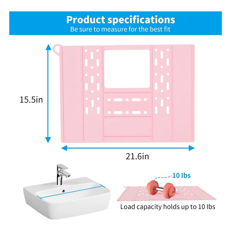 Bathroom Sink Cover For Counter Space Silicone Bathroom Sink Makeup Organizer Mat Resistant Makeup Organizer Pad Pink Durable