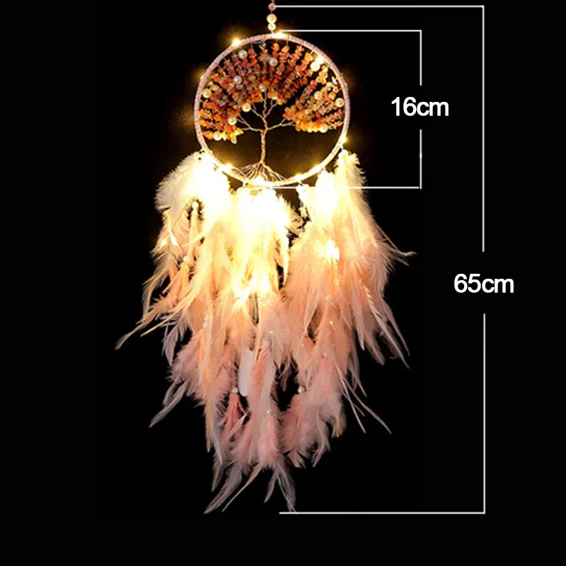 Dream Catcher With Or Without Light Creative Natural Broken Tree Of Life Feather High-end Home Ornaments Dreamcatcher ome Decor dream catcher wall decoration