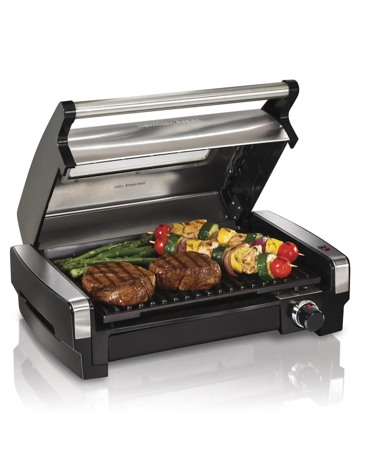

Hamilton Beach Electric Indoor Searing Grill with Viewing Window & Adjustable Temperature Control to 450F