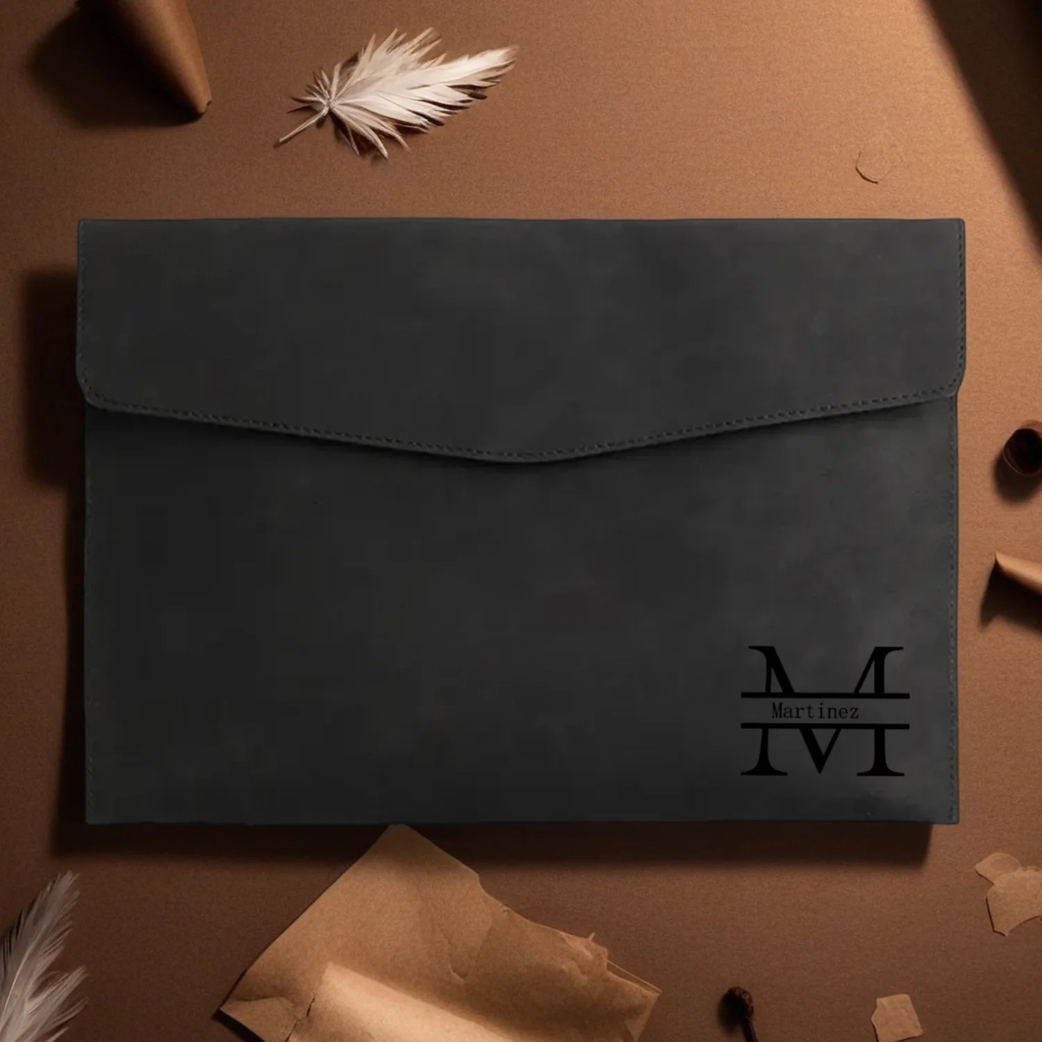 Personalized Leather A4 File Bag - Waterproof & Durable Folder for Business, Office, and School