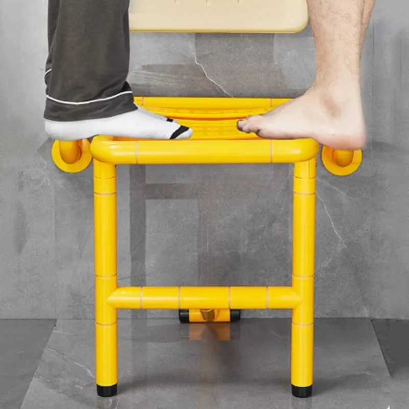 Portable Folding Toilet Bathroom Stool Showe Nonslip Metal Nordic Shower Chair Small Wall Mounted Banyo Taburesi Home Furniture 4