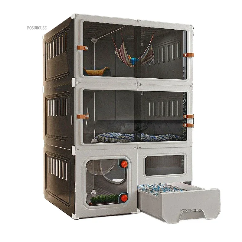 Luxury Cat Cage Cats Litter Box Integrated Cat House Modern Minimalist Large Free Space Household Indoor Cages for Cats