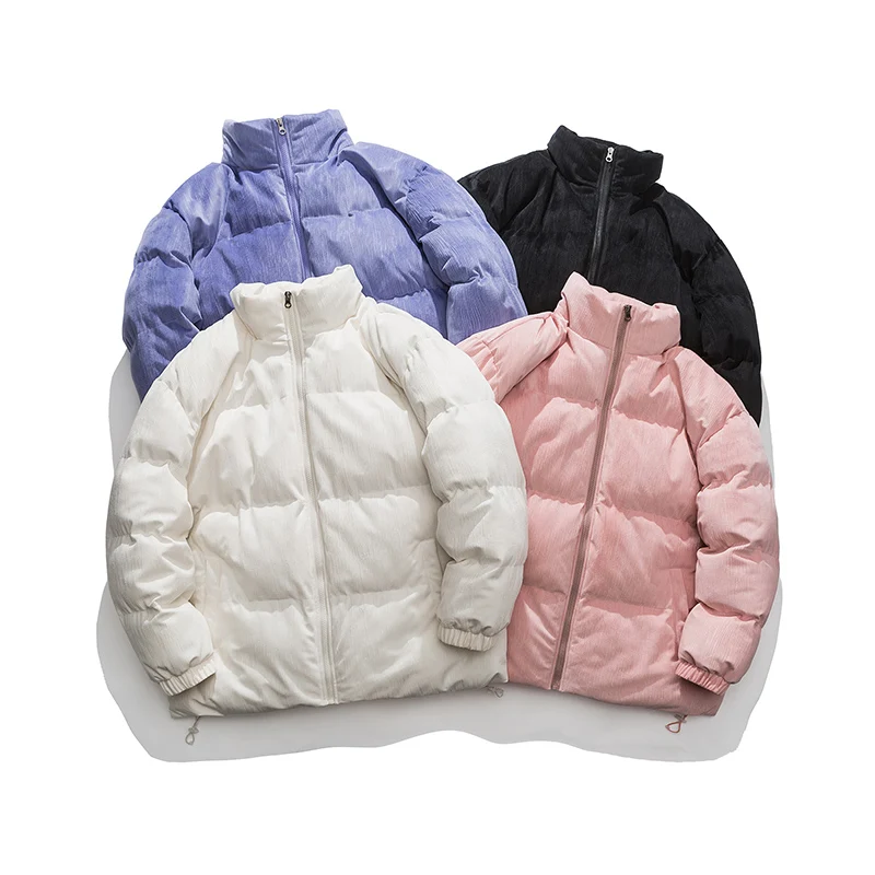 New Male Winter Fashion Youth Fashion Standing Neck Down Cotton Jacket For Men'S Sports And Leisure Plush Warm Corduroy Coat