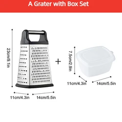 4-Sided Stainless Steel Cheese and Vegetable Grater with Container (Grater with Box)