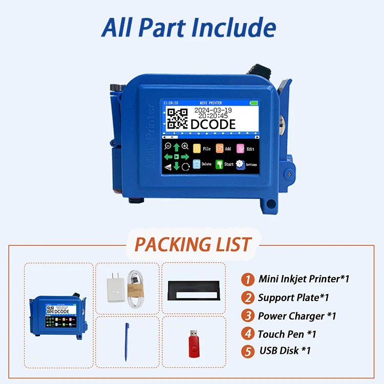 DC11 12.7mm/0.5inch Portable Mini Printer Handheld Inkjet Printer Non-encrypted