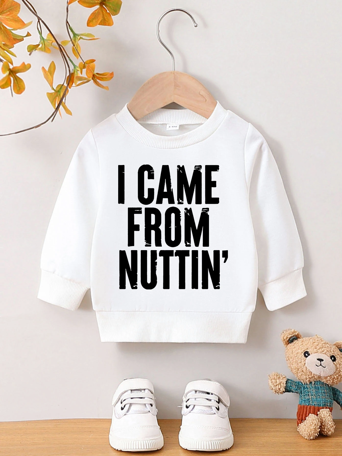 Autumn And Winter Baby Boy Round Neck Long Sleeved Casual Cute Cartoon Hoodie Suitable For Ages 1-2