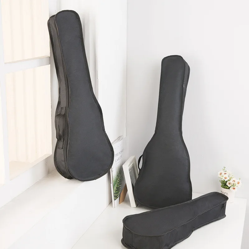 21 / 23 / 26 Inch Portable Ukulele Bag Black Soft Case Monolayer Bag Single Shoulder Backpack Padded ukulele bag case