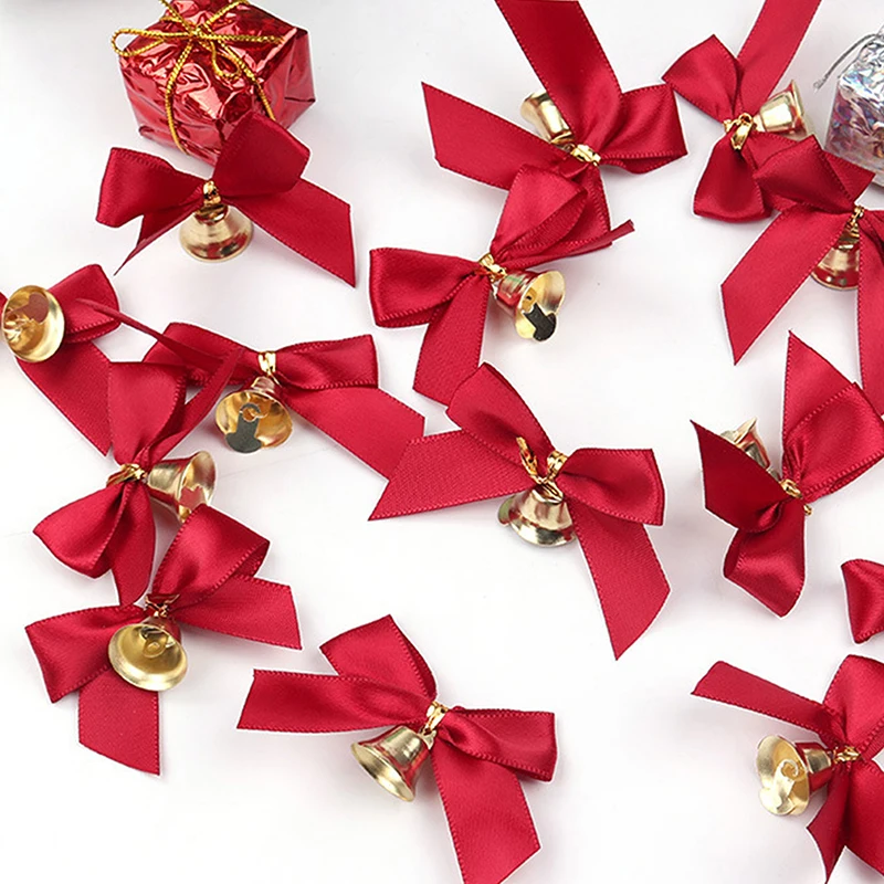 Description Picture 3 of item10pcs Delicate Bowknot Bells Christmas Gift Bows With Small Bells DIY Bows Craft Christmas Tree Decoration Christmas Bow Tie