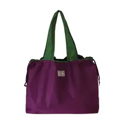 Foldable Fashionable Drawstring Reusable Eco - Friendly Waterproof Grocery Bag (Purple)