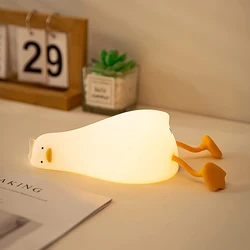 USB Rechargeable Duck Nightlight Patting Switch Children Kid Bedroom Bedside Lamp Decoration Atmosphere Table Lamp Birthday Gift