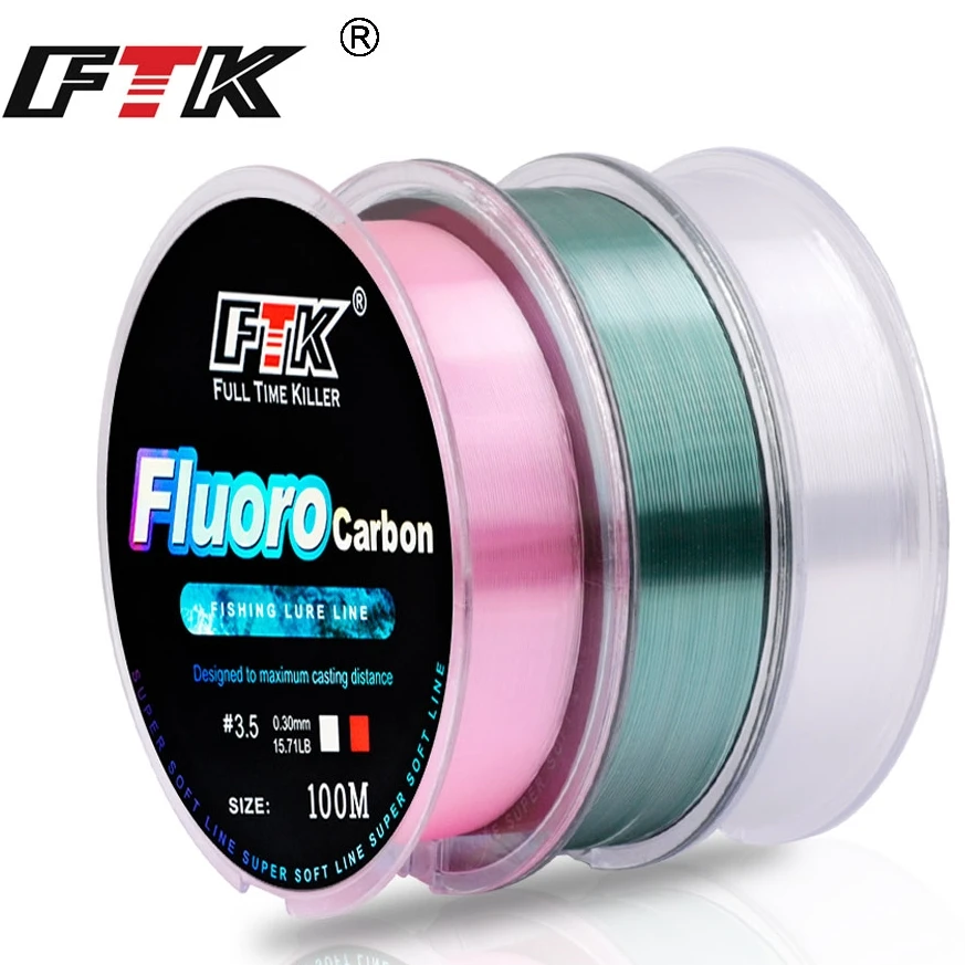 FTK 100m 플루오로카본 낚시줄 4.13-34.32LB 플루오로카본 코팅 일본 탄소 섬유 리더 잉어 낚시줄 슈퍼 소프트 라인
