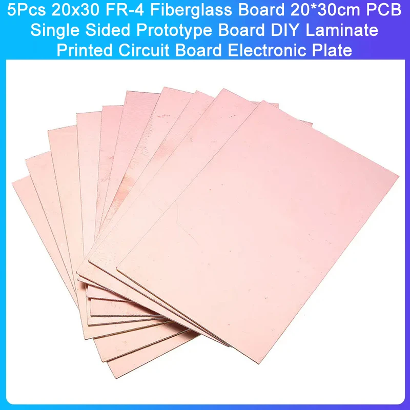 FR-4 유리 섬유 보드, PCB 단면 프로토 타입 보드, DIY 라미네이트 인쇄 회로 기판, 전자 플레이트, 20x30cm, 5 개